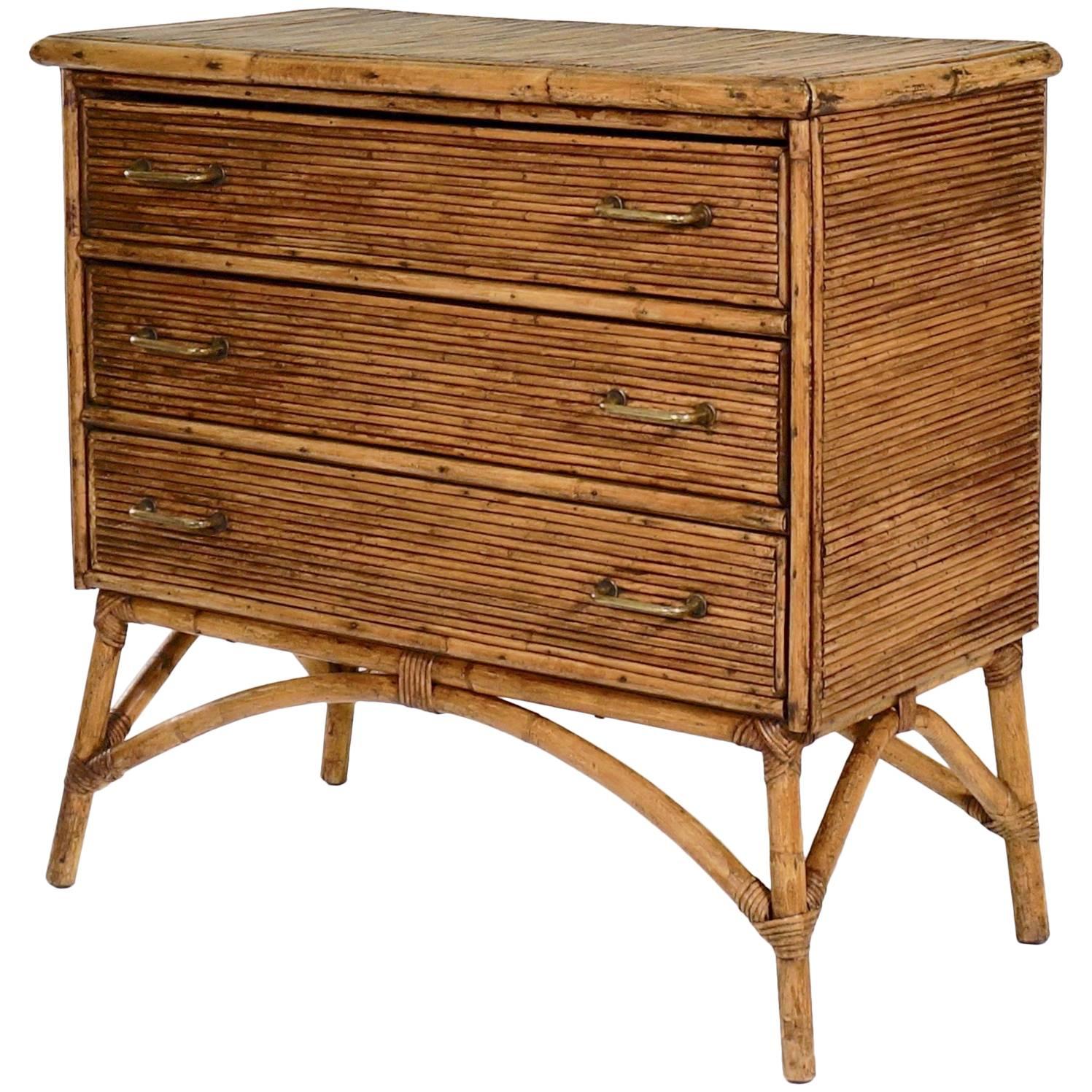 Bamboo and Cane-Clad Chest of Drawers