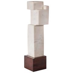 Minoru Niizuma, American White Mable Abstract Sculpture on Wooden Base