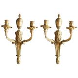 Pair of Dore Bronze "Ram's Head" Candelabra Sconces