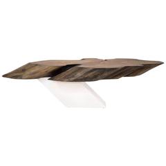 Sentient Zora Live Edge Coffee Table White Laminate Base 9