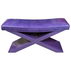 Modernist Purple Leather Bench