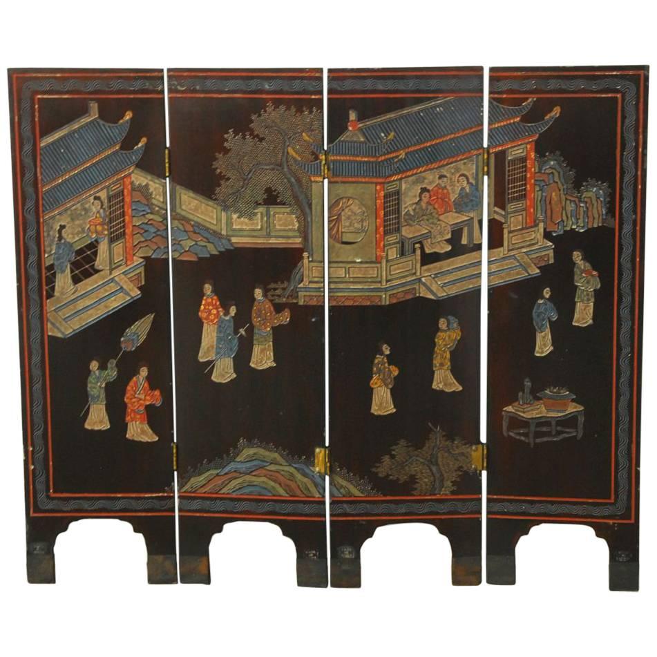 Four-Panel Chinese Coromandel Table Screen