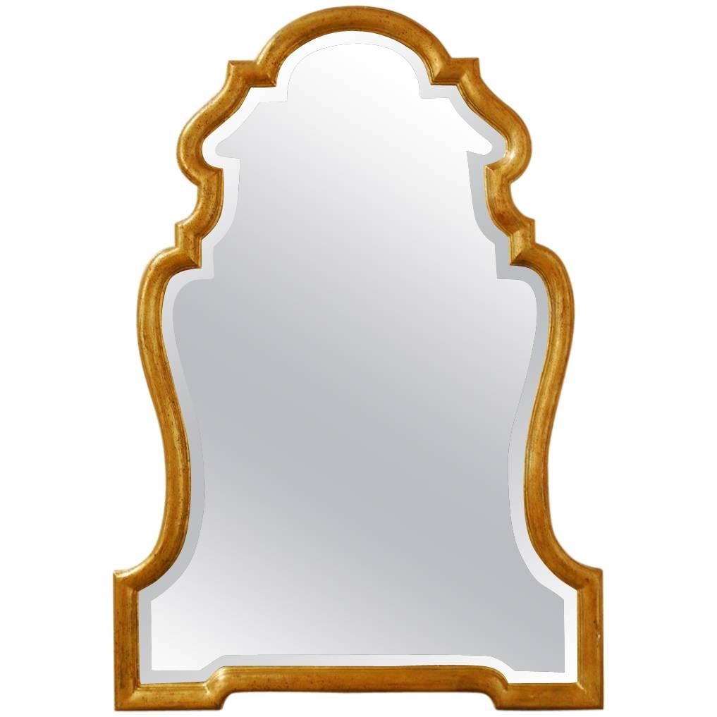 Italian Hollywood Regency Carved Giltwood Mirror Attributed to LaBarge