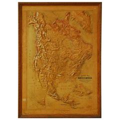 1906 Framed Relief Map of North America
