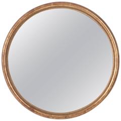 French, 19th Century Round Gold Gilt Mirror
