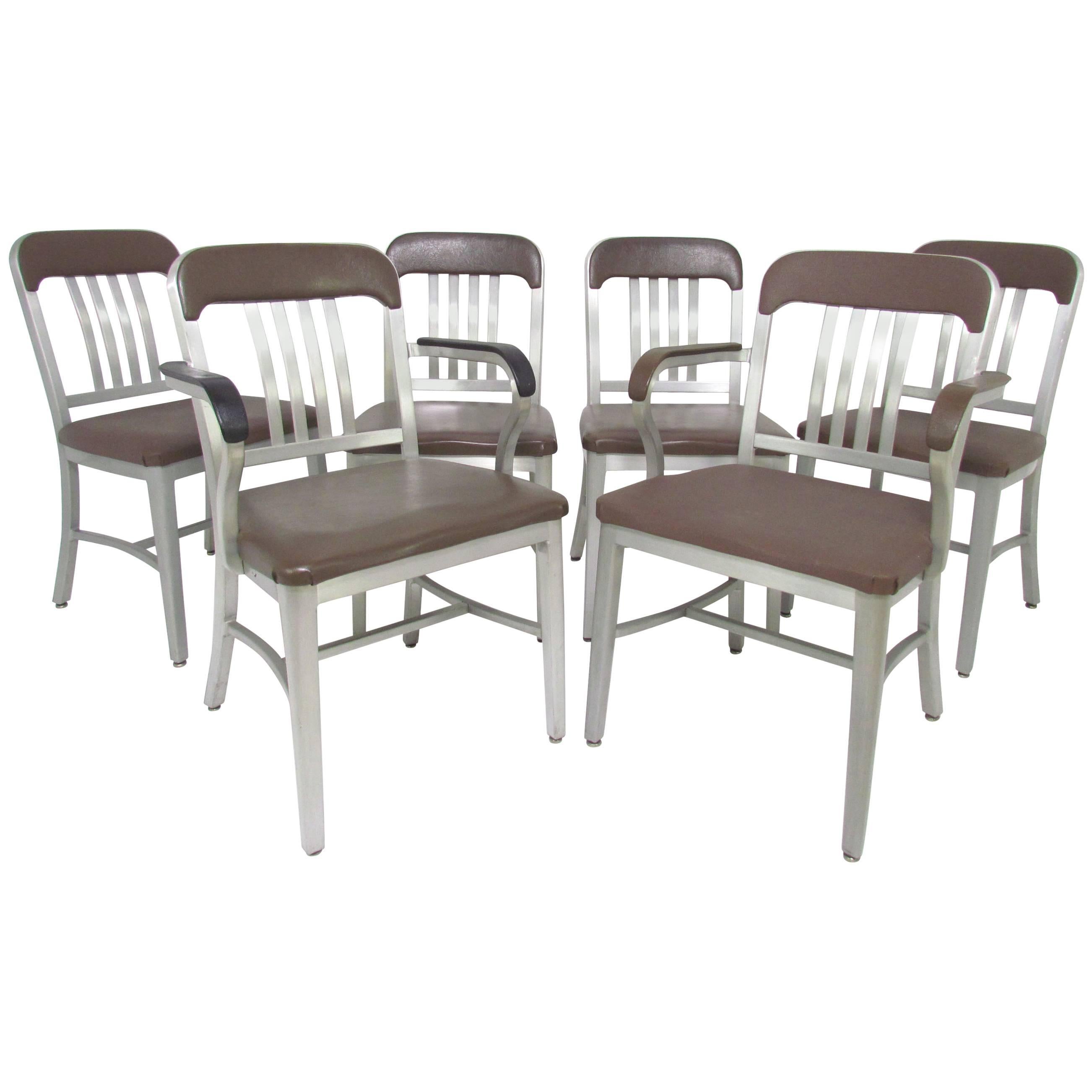 Set of Six GoodForm Industrial Aluminum "Navy" Dining Chairs