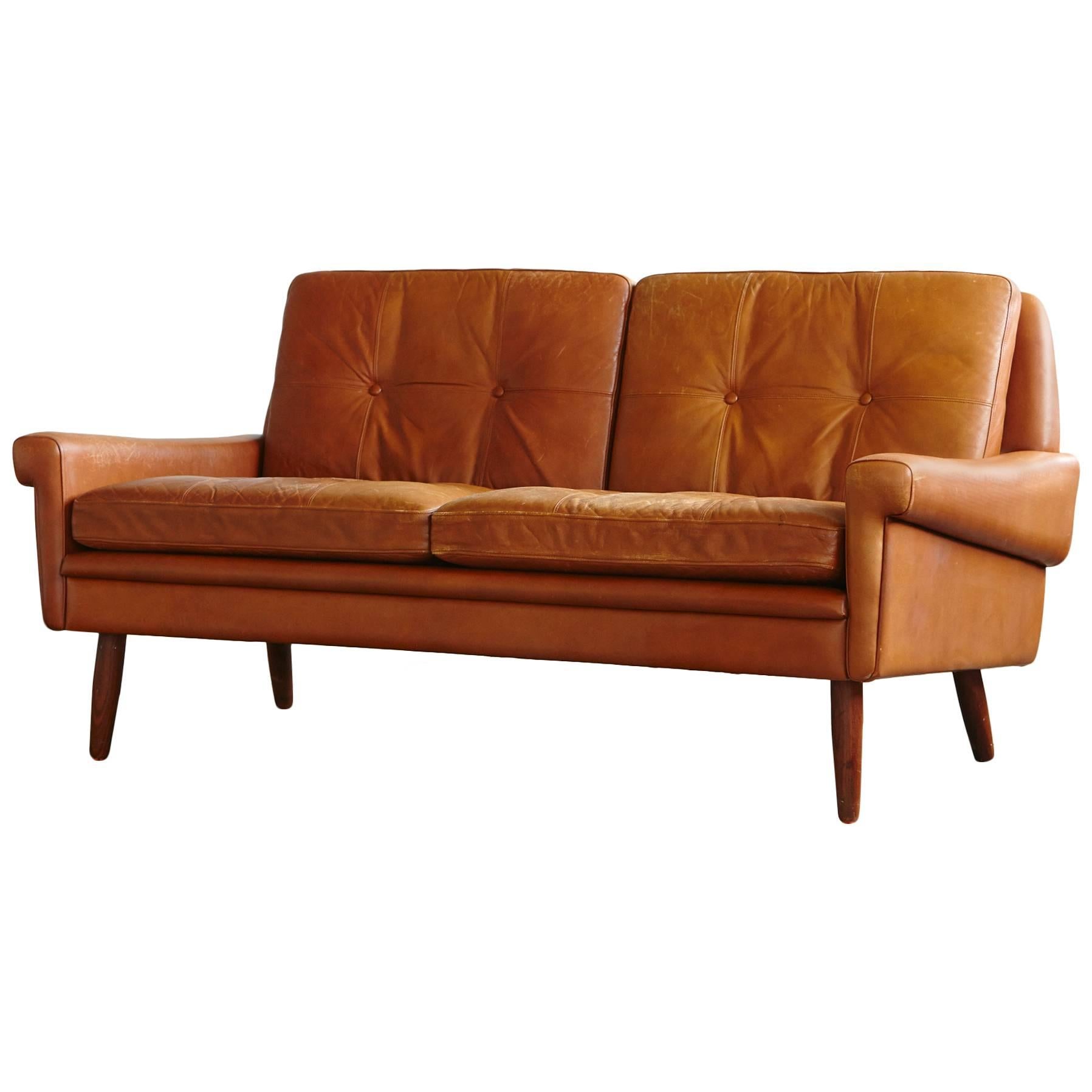Two-Seat Danish Leather Sofa by Svend Skipper from the 1960s