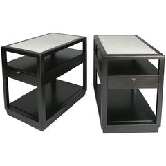 Pair of Ebonized Mahogany and Cork Nightstands by Edward Wormley for Dunbar