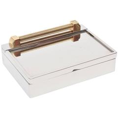 Fendi 22-Carat Gold-Plated and Nickel Silver Hinged Sculptural Box
