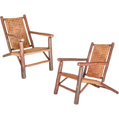 Antique Rare Pair of Old Hickory Lounge Chairs