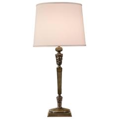 Thorvald Bindesbøll, Danish Variegated Green Patinated Bronze Table Lamp