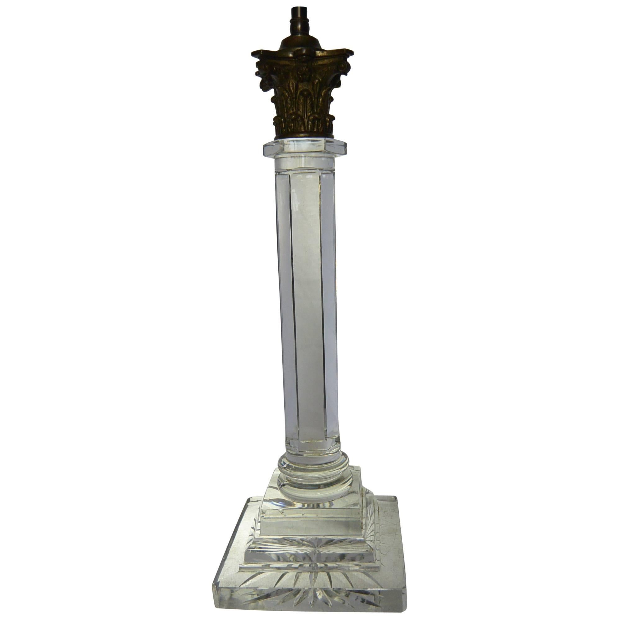 English Crystal Column Lamp