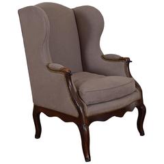 Louis XV Provincial Walnut and Upholstered Bergere, Iron Slides, 18th Century 12