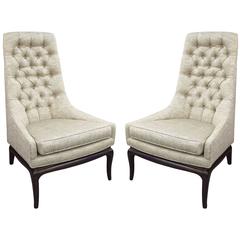 Pair of Tufted High Back Lounge Chairs 9