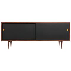 Mid-Century Modern Teak Sideboard with Sliding Doors, Germany, 1950s Minimalist
