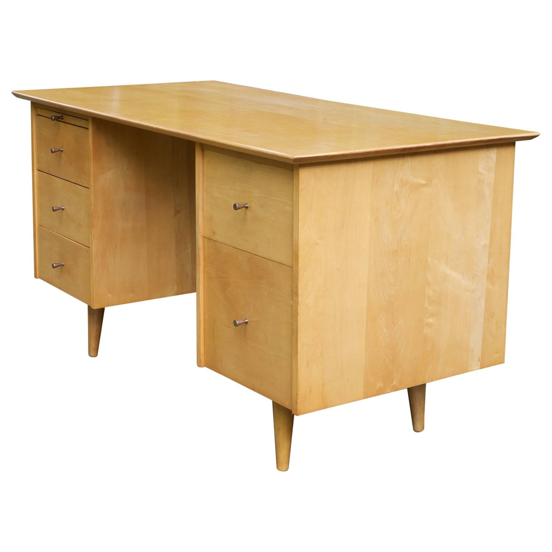 Paul McCobb Cabin Modern Atomic Birch 5-Drawer Desk