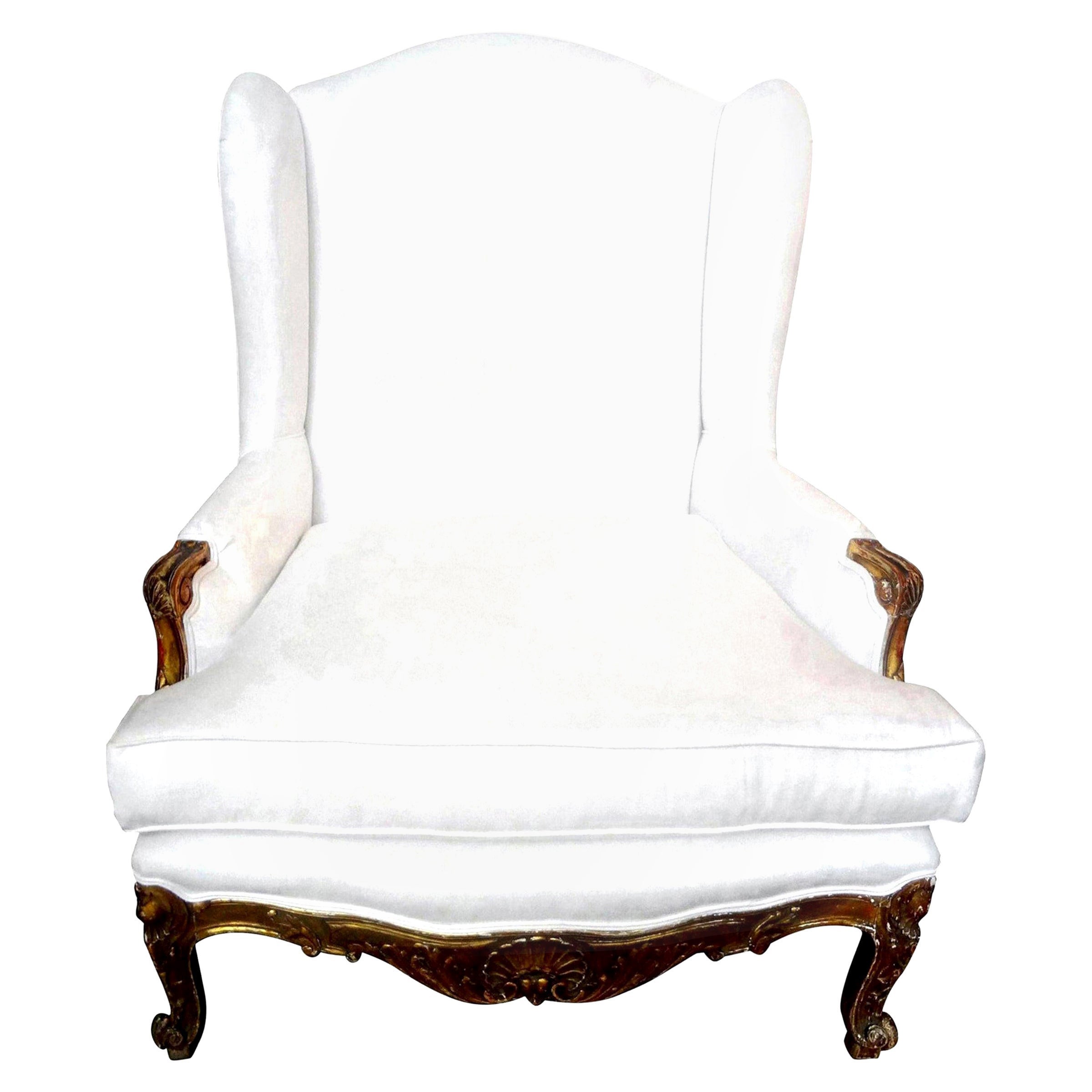 19th Century French Regence Giltwood Marquise Chair For Sale