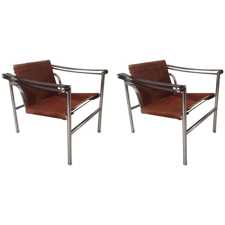 Le Corbusier LC1 Pony Skin Pair of Basculant Chair at 1stDibs le