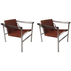Le Corbusier LC1 Pony Skin Pair of Basculant Chair