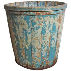 Large Antique Wood Gathering Bucket