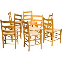 Set of Eight Swedish Dining Chairs in Oregon Pine 6