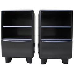 Mid-Century Modern Organic Black Heywood-Wakefield Nightstands with Drawer