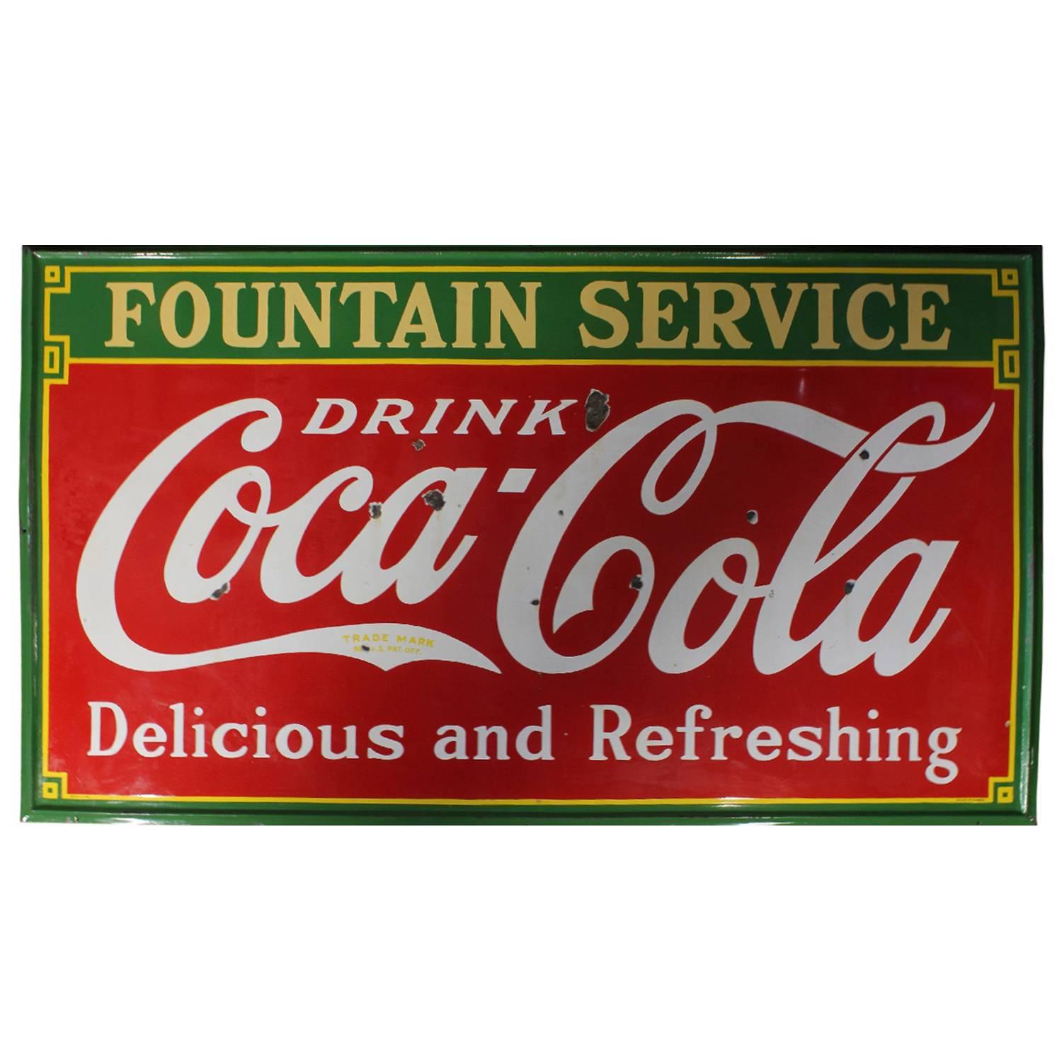 Large 1933s Porcelain Coca Cola Advertising Sign