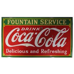 Large 1933s Porcelain Coca Cola Advertising Sign