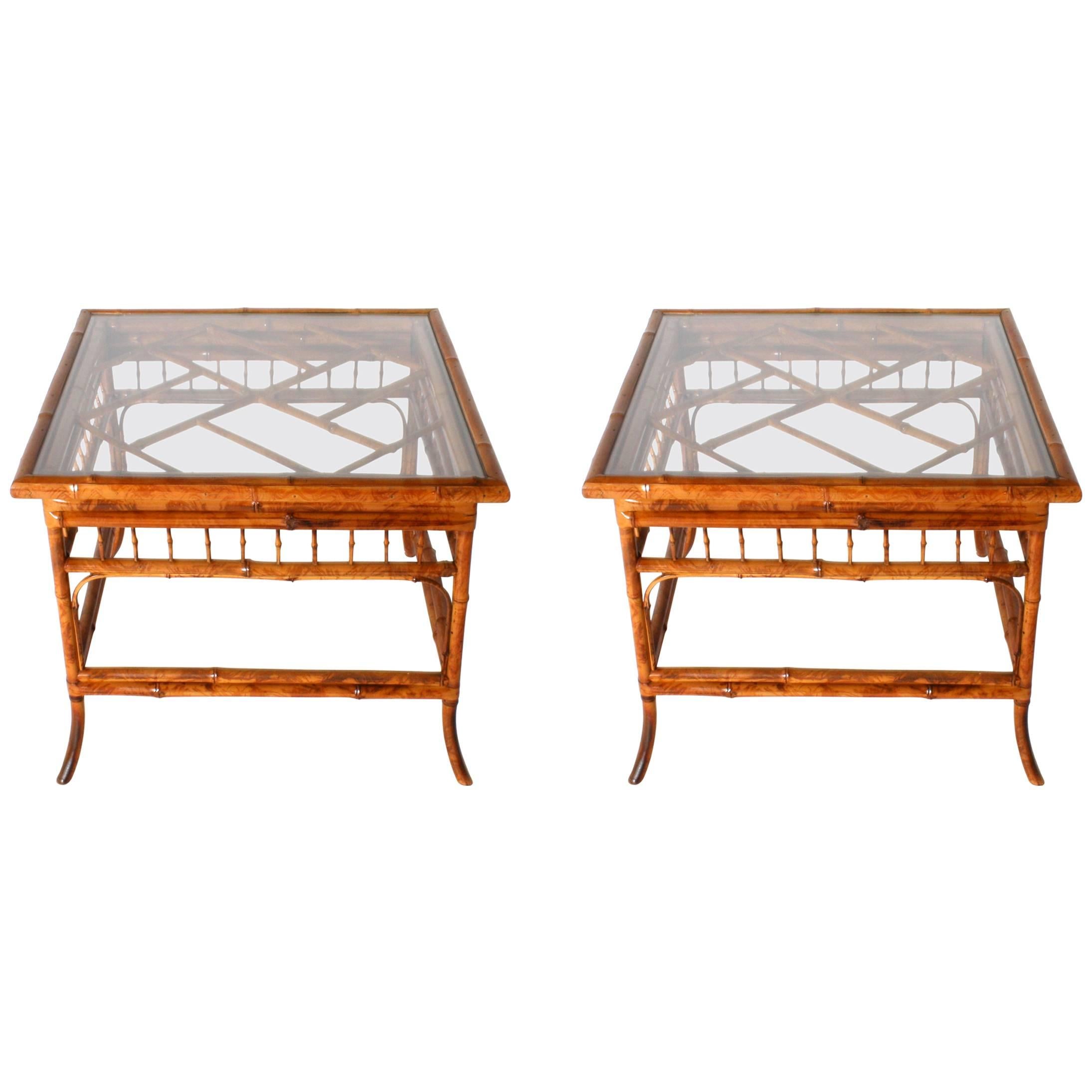 Pair of Bamboo Side Tables, circa 1970