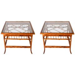Pair of Bamboo Side Tables, circa 1970