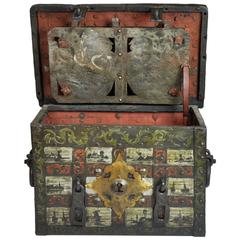 18th-19th Century Spanish Hand-Painted Strongbox/Safe