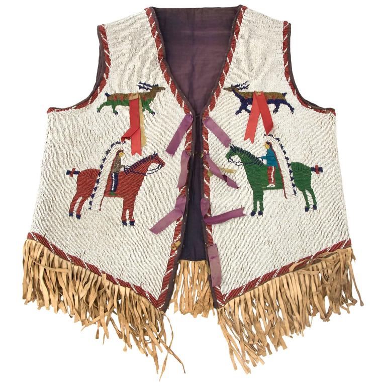 Antique Native American Pictorial Beaded Vest, Sioux, circa 1900 at 1stDibs  | native american beaded vest, beaded vest native american, native american  vests for sale