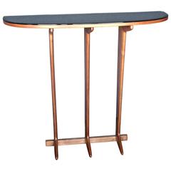 Italian, 1960s Console with Cobalt Blue Glass Top Attributed to Borsani