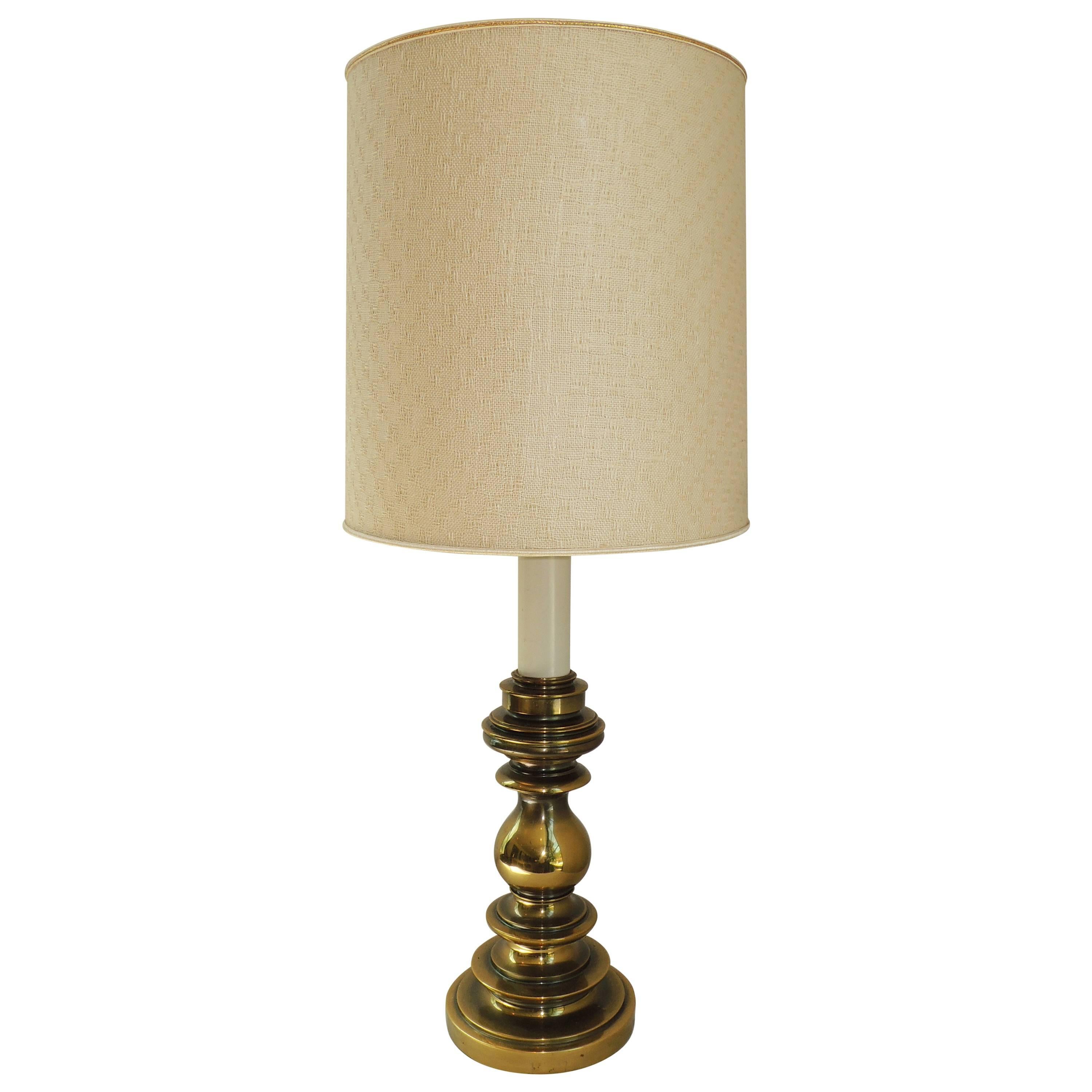 Brass Candlestick Stiffel Table Lamp For Sale