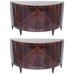 Pair of Macassar Consoles or Commodes in the Manner of Ruhlman