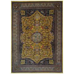 Persian Tabriz Four Angels Ornate 20th Century Oriental Rug