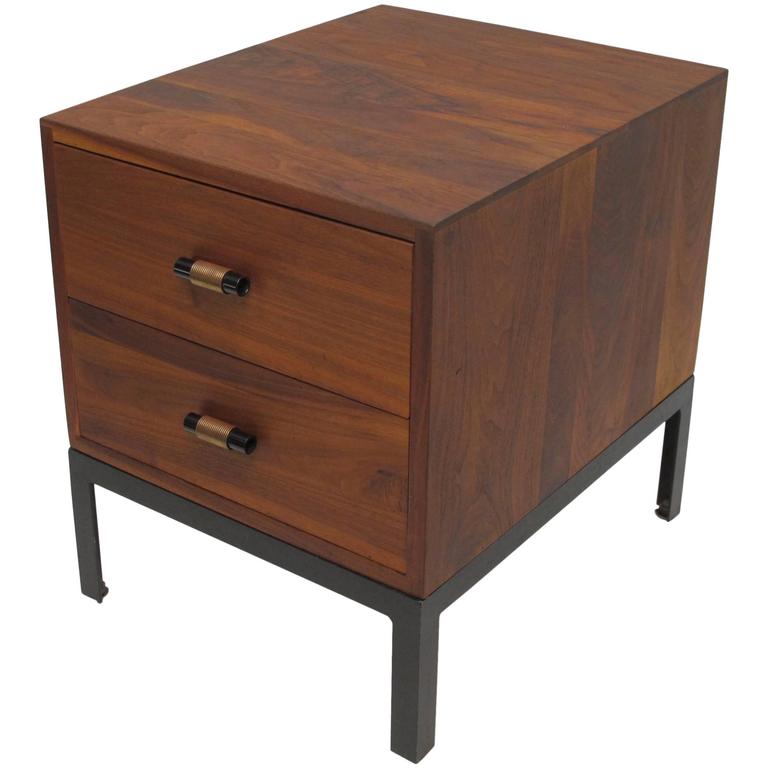 medcentury modern Walnut , low Bedside Table Chest at 1stdibs
