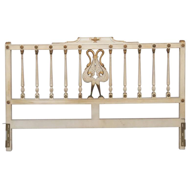 Cream and Gilt Painted Carved Headboard For Sale at 1stdibs