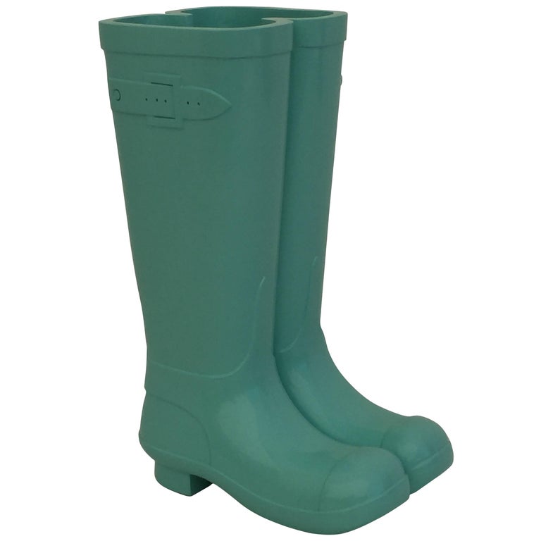 Whimsical HandCarved Wood Umbrella Stand in Tiffany Blue at 1stDibs