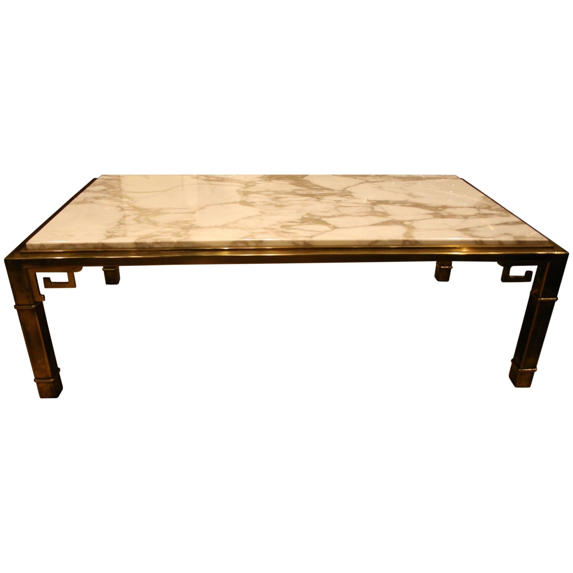 Mastercraft Brass and Marble Cocktail Table, circa 1970