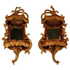 Pair of 20th Century Giltwood Brackets by Baker