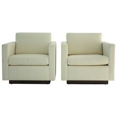 Pair of Nicos Zographos Tuxedo Lounge Chairs