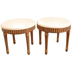 Pair of Kreiss Side Tables with Marble Tops