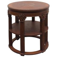 German Expressionist Oak Side Table