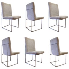 Milo Baughman Six Chrome Dining Chairs