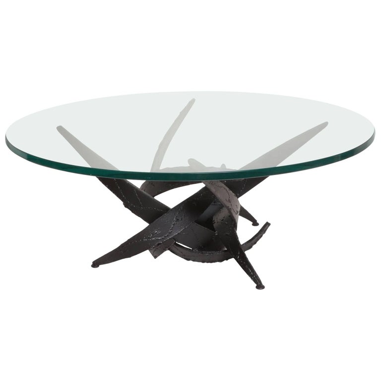 Silas Seandel Brutalist TorchCut Coffee Table in Black For Sale at