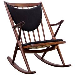 Frank Reenskaug for Bramin, Walnut Rocking Chair, Denmark, 1958