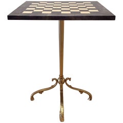 Elegant Aldo Tura Goatskin Chess Table with Gilt Base