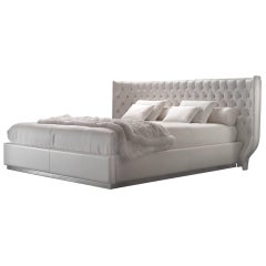 Agra Bed in Fabric and Headboard with Fabric Matelasse