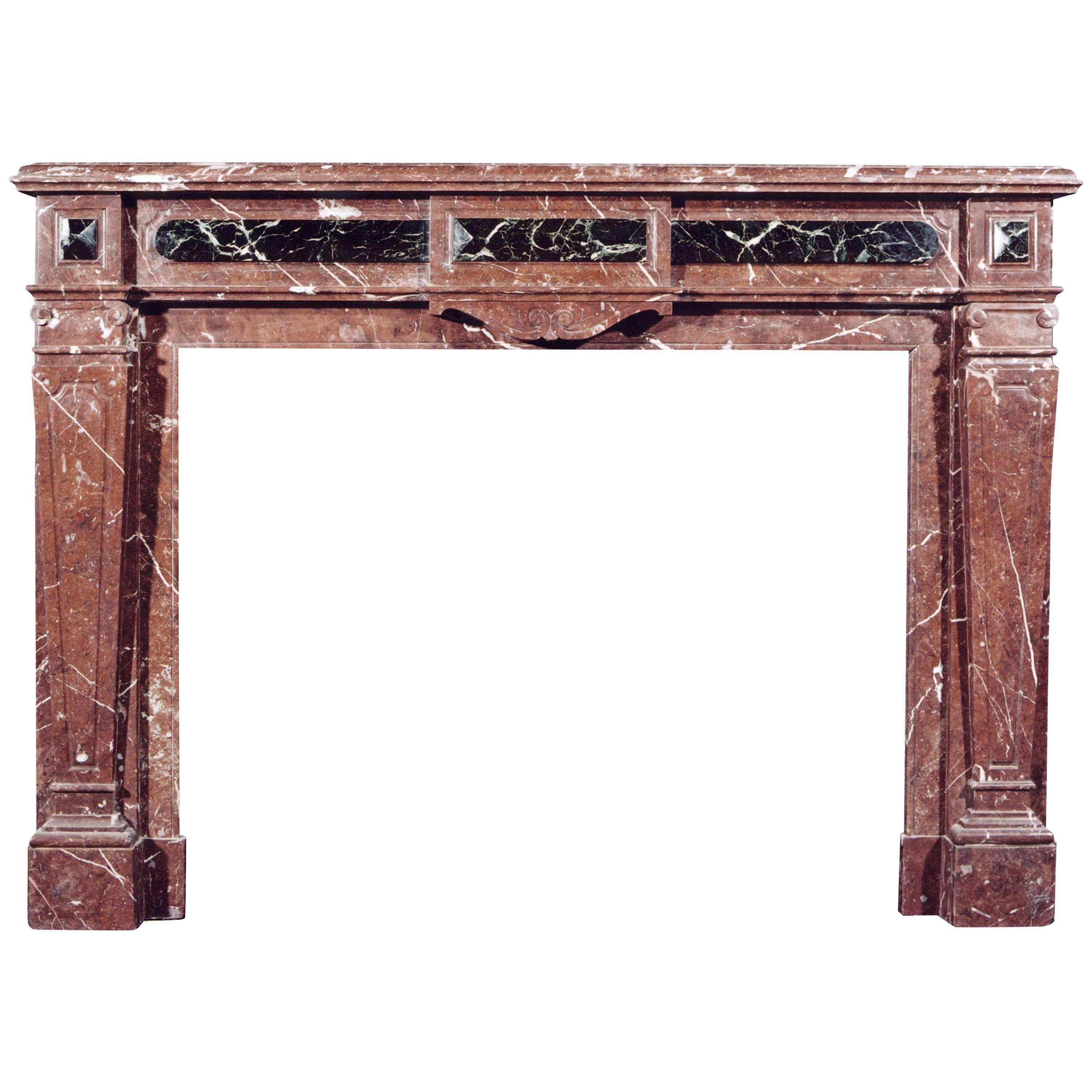 French Louis XVI Style Rouge Royale Marble Fireplace For Sale